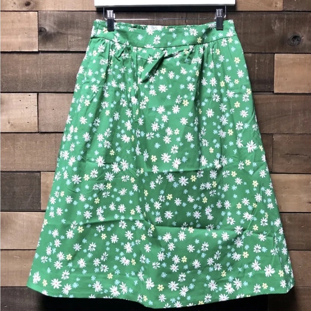 Nordstrom 1901 Green White Yellow Floral A-line Skirt, Sz S Fits Like A 6/8